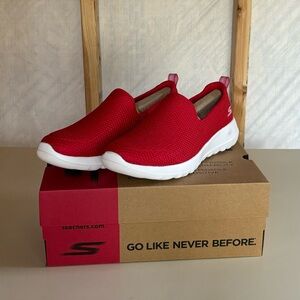 NWT Skechers Red Slip On Sneakers, Women's Size 8, Go Walk Joy Style